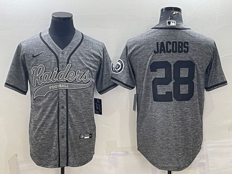 Men Oakland Raiders #28 Jacobs Grey hemp ash 2022 Nike Co branded NFL Jersey
